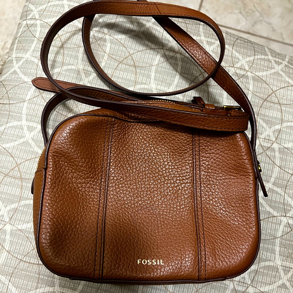 Fossil Cognac Brown Leather Crossbody Bag